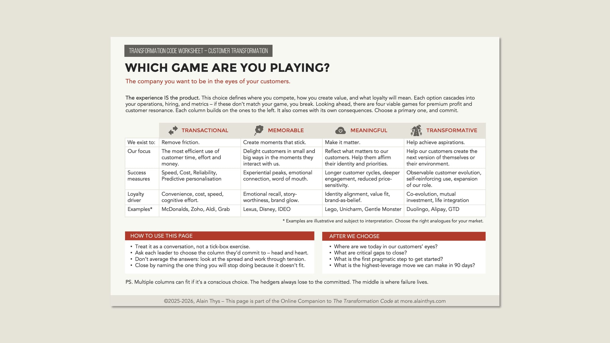 The four games to play the Experience & Transformation Economy.